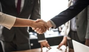 handshake in corporate setting