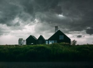 barn in storm