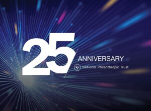 25th Anniversary on blue starburst